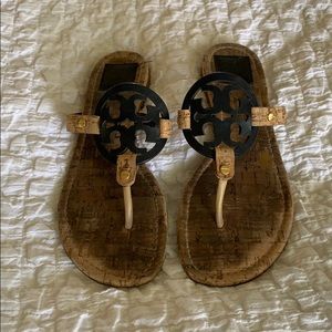 Navy blue & cork Tory Burch sandals